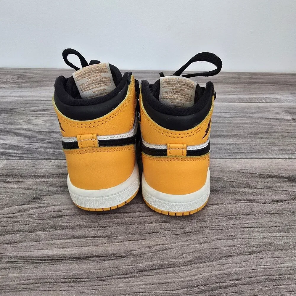 Nike Air Jordan 1 Retro High OG Toddler Taxi Yellow Black White Sneakers 5C